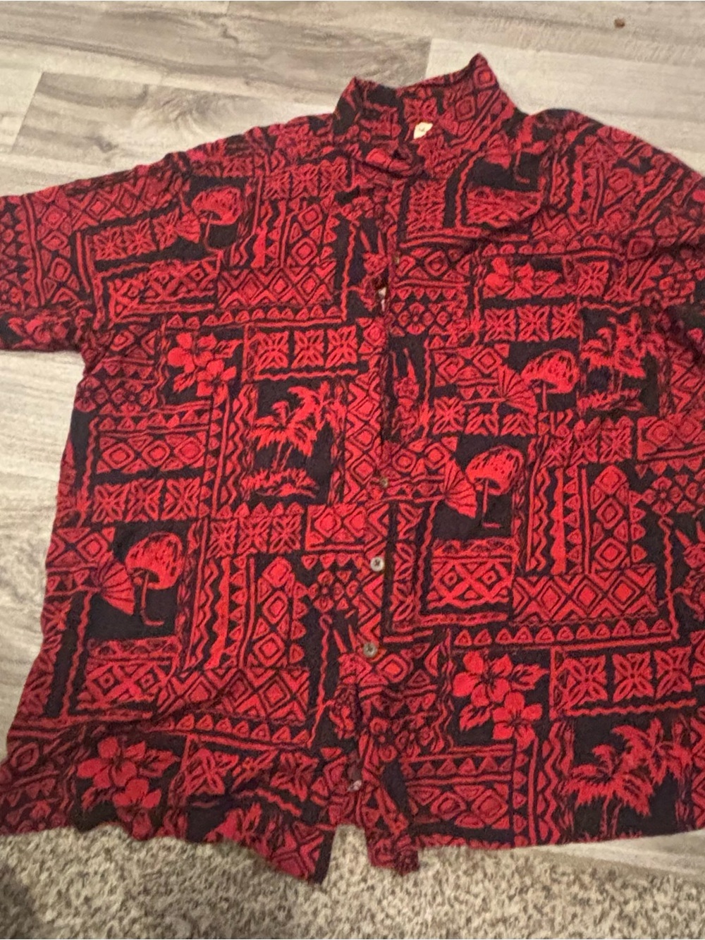 3XL Men's Red and Black Patterned Button-Up Jacket